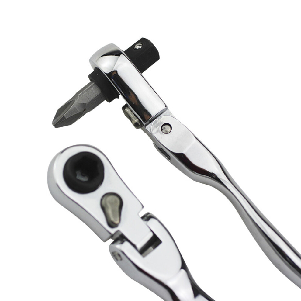 Compact 1/4" 72-Tooth Reversible Ratchet Wrench For Tight Spaces Dual Head 6911348904681