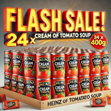 (Default) Heinz Cream of Tomato Soup 24 x 400g - Low Fat & Low Sugar - Vegetarian Instant Food - No Artificial Colours or Preservatives - Trusted Ingr