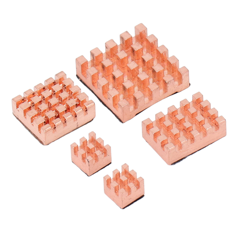 5Pcs Copper CPU Heatsink Set for Pi5, Strong Thermal Conductivity