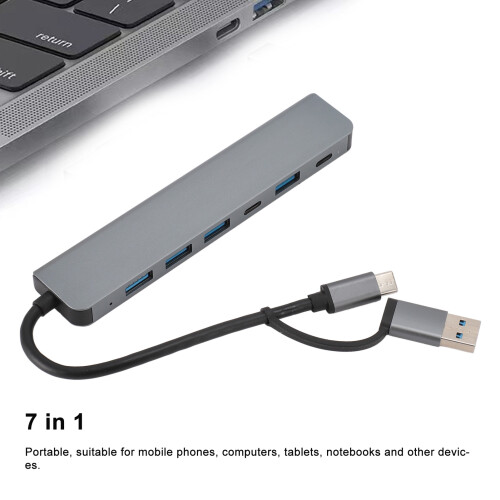 Hub USB-C 7 en 1 5 puertos USB + 2 puertos USB-C 2