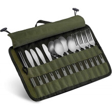 13 Piece Stainless Steel Household Cutlery Picnic Set Grill - Fork Included | (green)