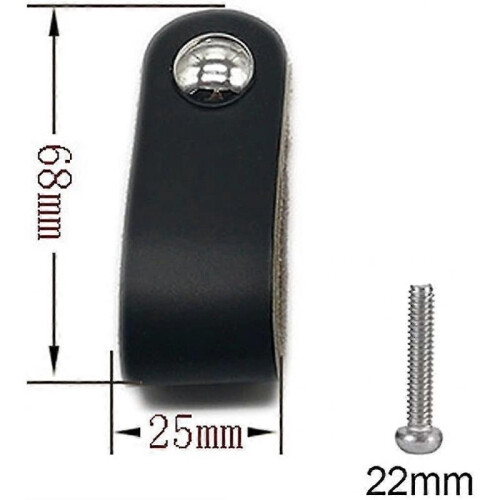 8 Pieces Leather Handle. Cabinet Handle In Black Leather. Leather Handle With 1