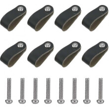 8 Pieces Leather Handle. Cabinet Handle In Black Leather. Leather Handle With