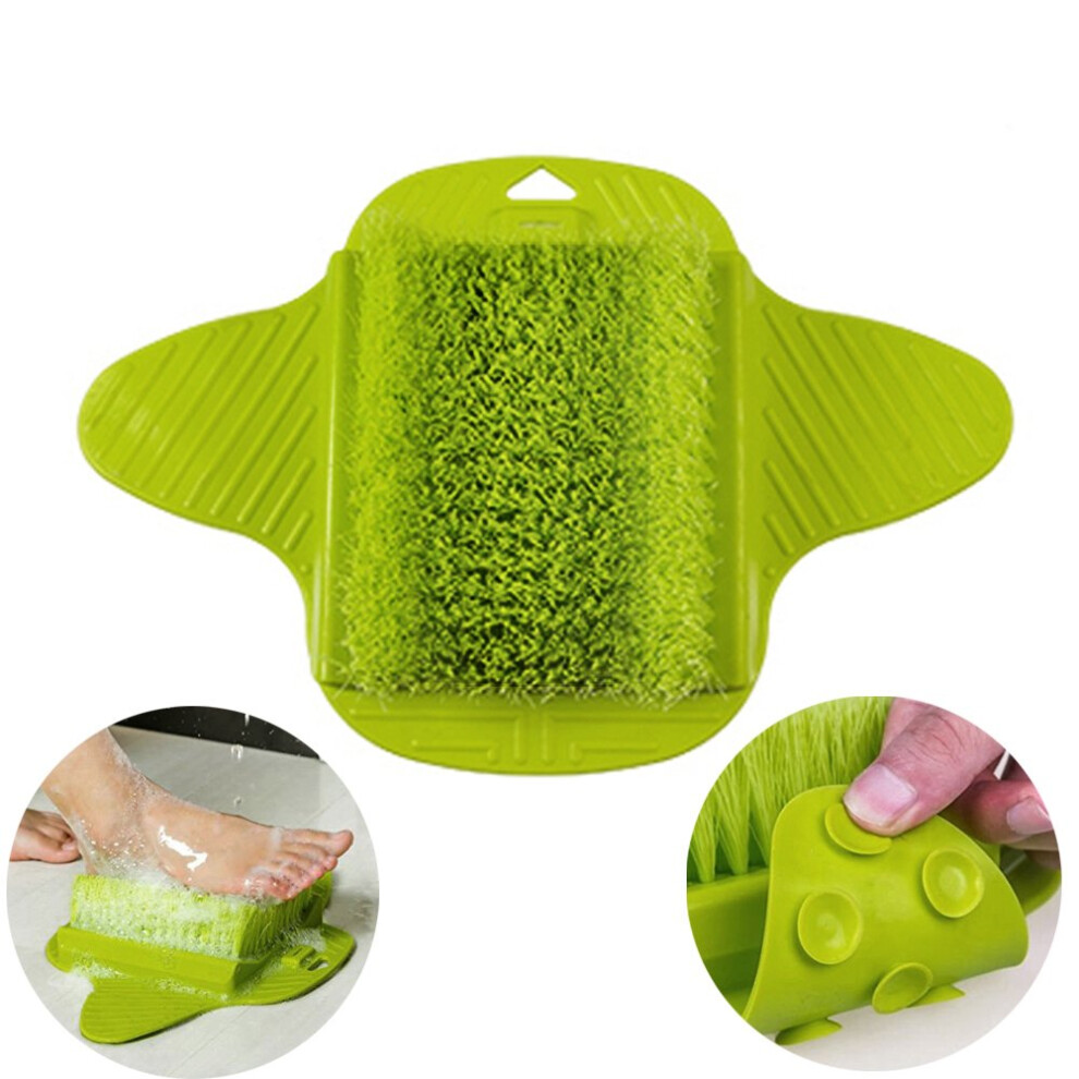 Green Foot Scrubber - Bathroom Shower No Bending Feet Brush With Suction Cups, Massager And Scrubber For Easy Foot Cleaning