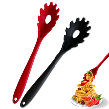 Silicone Pasta Fork Set, 2-Piece Spaghetti Server, Food Grade, High Heat Resistant Up to 480F, Black Red Color
