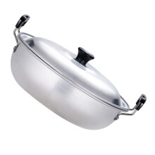 Double Handles Aluminum Ramen Pot 2.5 Quart Lightweight Cooking Pot with Lid for Noodles Porridge Electric Open Flame