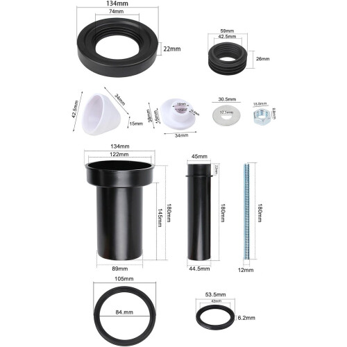 Toilet Tank Connector Set Type C For Wall Mounted Drain Pipe And Flush System 2