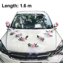 Wedding Car Flower Plate Ribbon Bow Set with Plush Bear Decorations