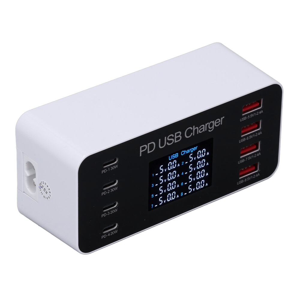 65W 8-Port Usb Charging Station With Lcd, Qc3.0 & Pd30w 4911348911957