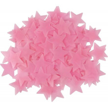 100 Pieces Pink Luminous Luminous Stars Fluorescent Luminous Plastic Wall Stickers Mural Decals Home Art Decor Ceiling Wall Decor