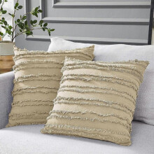 Khaki Throw Pillow Cover, Set of 2, Khaki 16 x 16 Decorative Lattice Pattern Sham Pillowcase for 16 inch Sofa, Couch, Bed Pillows