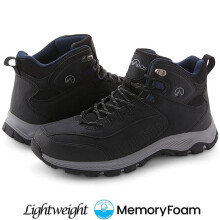 (Black, UK12  /  US13) Mens Hiking Boots MEMORY FOAM Walking Ankle Trail Trekking Hiker Trainers Shoes