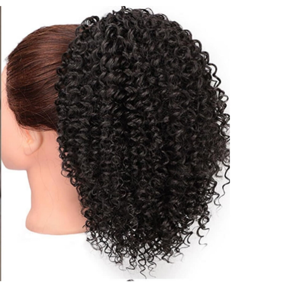 Ponytail Afro Kinky Curly Hair Extension for Black Women, Short Wave Synthetic Ponytail in Color A2#