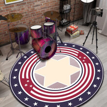 Round Drum Rugs Shock-Absorbing Sound-Proof Floor Carpet Star Pattern, Thickened Non-Slip 200 Cm for Electronic Drum