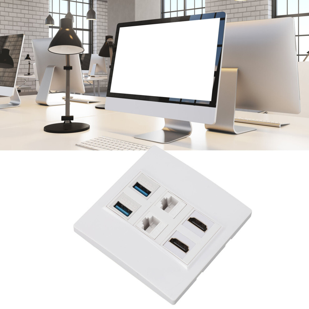 Multimedia Wall Plate 6 Ports 5Gbps 4K 60Hz Hd Interface Rj45 Usb3.0 9321348917654