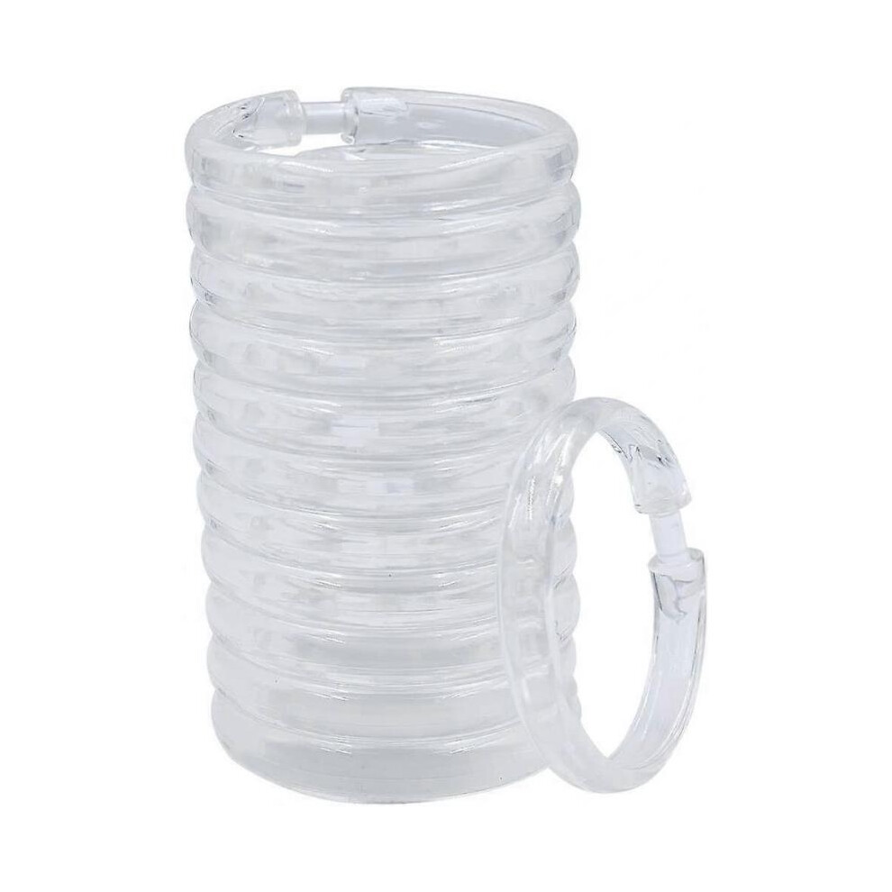 Shower Curtain Rings-12 Pack- Plastic Shower Curtain Hooks O-Shaped Rings Hook Glide Easily On Bathroom Shower Rod(Clear)-image