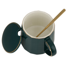 Niedliche Keramik-Kaffeetasse 350ml Milchtee-Tasse mit Deckel,Löffel für Zuhause Büro Geschenk