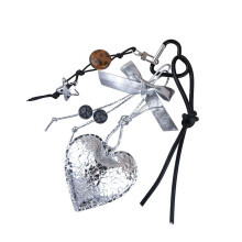 Silver Heart Bowknot Leather Resin Pieces for Adding Elegant to
