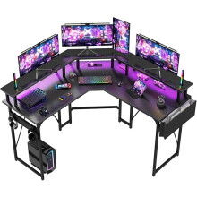 Corner Gaming Desk Corner Desk with Shelves Monitor Stand, Hooks