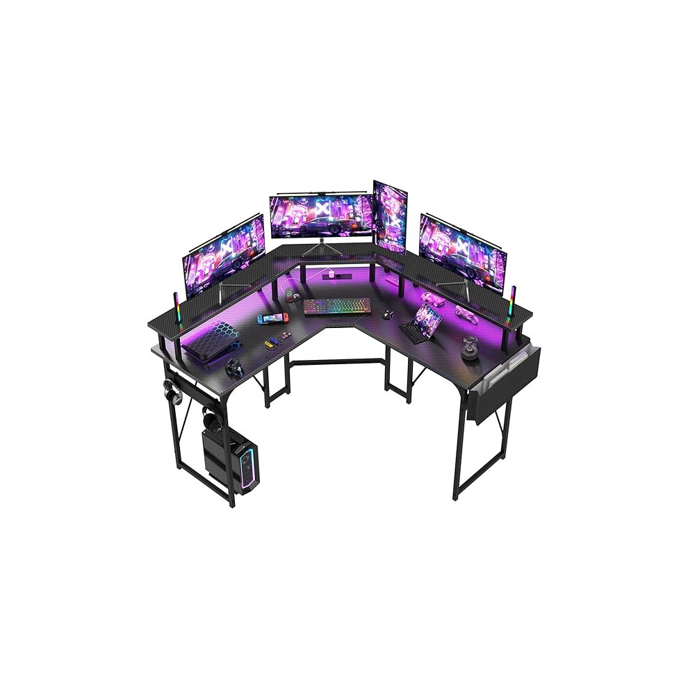 Corner Gaming Desk Corner Desk with Shelves Monitor Stand, Hooks-image-OPC-PKF6TJF-NEW