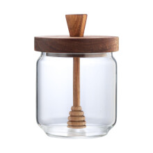 Honey Glassware 450ml Clear Glass Beehive Honey Pot Jar, Reusable Honey Storage Container, Syrup Container for Sauces
