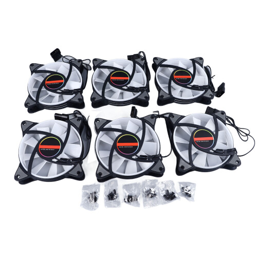 6pcs 120mm RGB LED Fan Silent Multi Layer Colorful