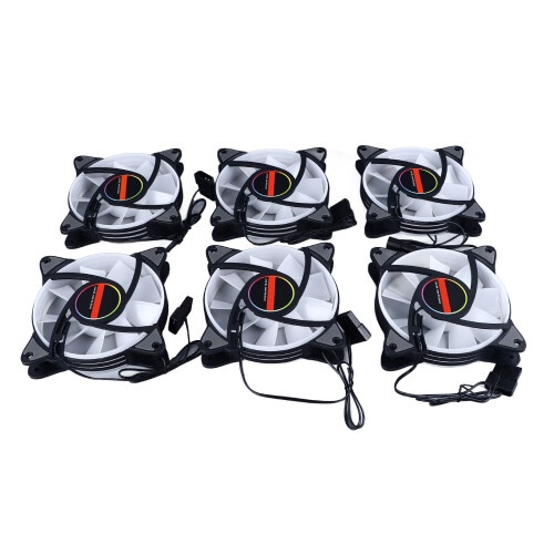 6pcs 120mm RGB LED Fan Silent Multi Layer Colorful 1