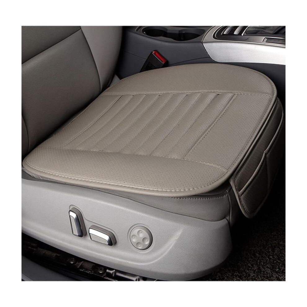 Breathable Bamboo Charcoal Leather Car Seat Cover Cushion, Anti-Slip Front Seat Protector For Cars, Grey 9016109782939