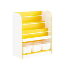 SoBuy Kids Bookcase with 3 Toy Boxes, White & Yellow