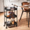 SoBuy 3-Tier Kitchen Trolley with Wheels, Black/Brown 13