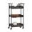 SoBuy 3-Tier Kitchen Trolley with Wheels, Black/Brown 14