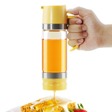 Glass Honey Dispenser Pot 12 OZ No Drip Jar with Handle for Honey Syrup Coffee Tea Yellow 1 Pack