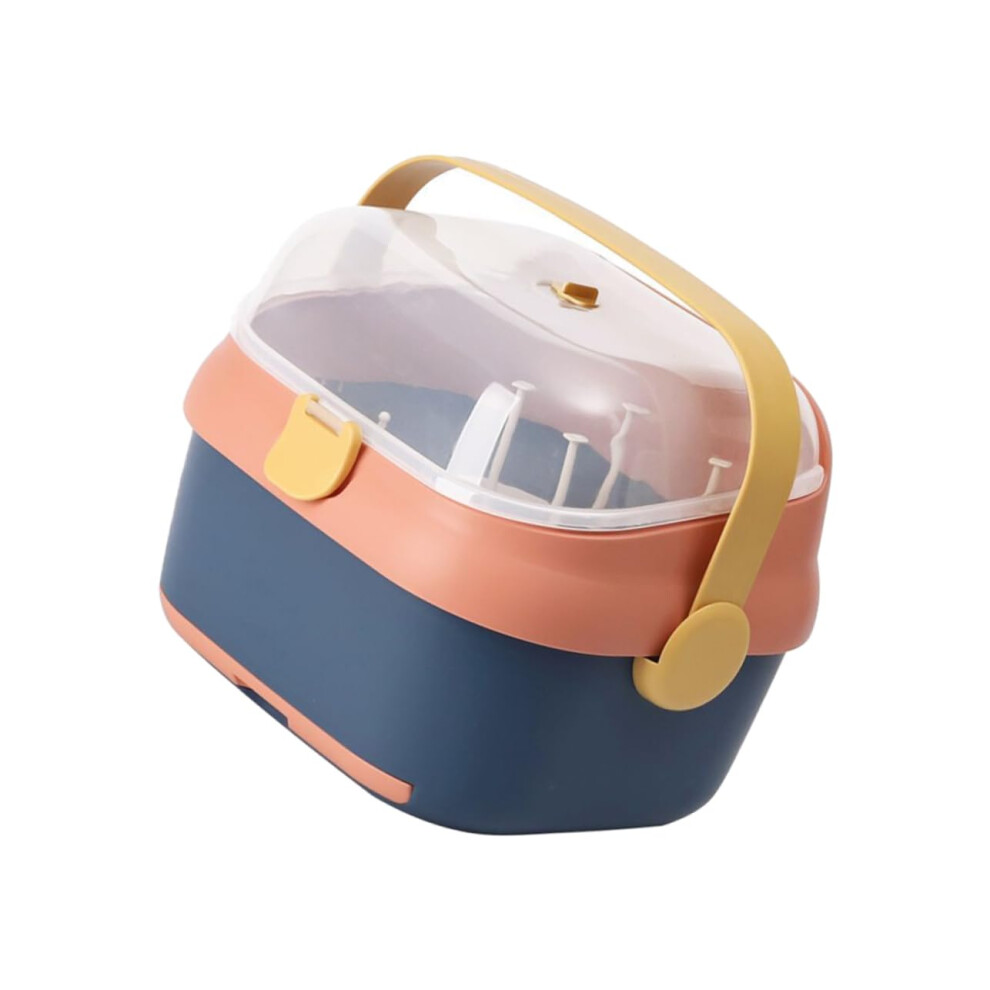 Multifunctional Large Bottle Drying and Storage Box with Dustproof Cover, Detachable Hollow Draining Design for Milk Bottles and Tableware
