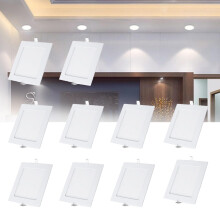 3000K Warm LED Recessed Ceiling Panel Light for Office, Bathroom, Bedroom, Living Room, 15W, Pack of 10