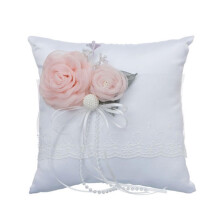 Ring Pillow Wedding White Portable Romantic Ring Cushion for Ceremony Decoration Photo Prop 8x8 Inch Soft Fabric