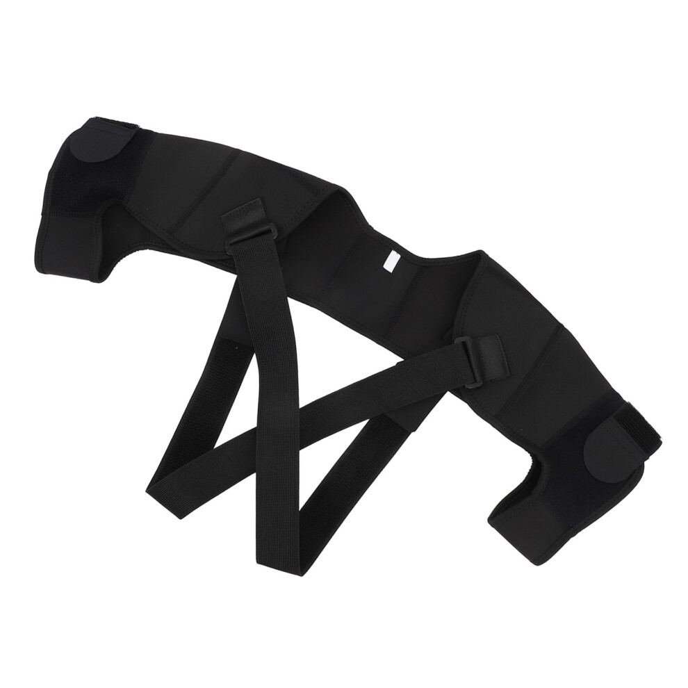 Black Adjustable Double Shoulder Support Brace Neon S For Fitness & Running