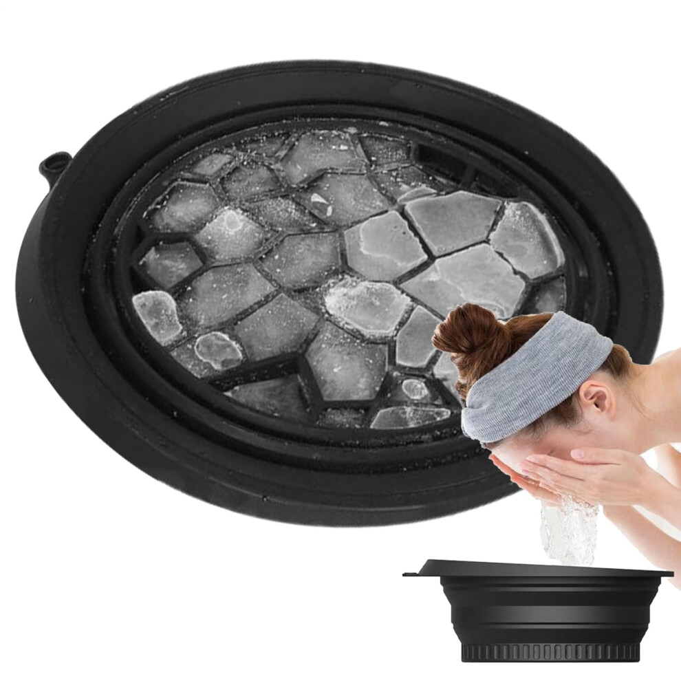 Face Bowl For Ice - Reusable Silicone Foldable Cooling Basin with Built-In Cube Tray for Facial Roller Spa and Kitchen Use
