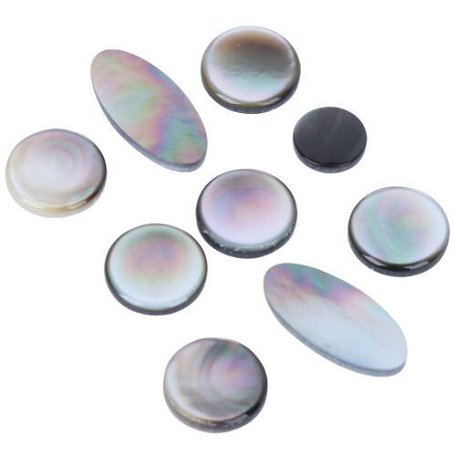 9Pcs Black & White Saxophone Button Pad Set, Shell Material, Sizes Up to 14.8mm 1
