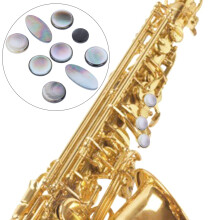 9Pcs Black & White Saxophone Button Pad Set, Shell Material, Sizes Up to 14.8mm