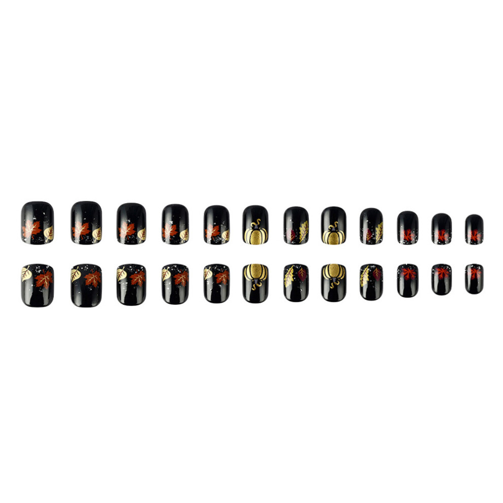 False Nails False Nail Thanksgiving Pumpkin and Flower Press on