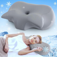 (pebble lime, one-size) Supportive Memory Foam Soft Neck Pillow, 1 Count Comfortable Neck Support Pillow, Neck Rest Cushion for Sleeping, Sleep Pillow, Durable