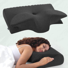(Dark Gray, one-size) Supportive Memory Foam Soft Neck Pillow, 1 Count Comfortable Neck Support Pillow, Neck Rest Cushion for Sleeping, Sleep Pillow, Durable