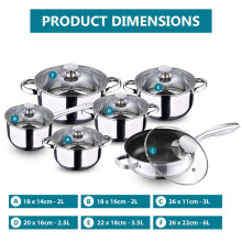 (Default) 12pc Induction Stainless Steel Cookware Kitchen Glass Lids Pot Pan Set Saucepan Frying Pan
