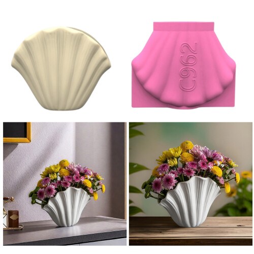 Flexible Silicone Pots Mould Shell Shape for Crafting Concrete 1