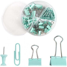 72 Pieces Office Supplies Set,Including 22 Binder Clips/30 Paperclips/20 Push Pins Thumb Tacks,School Desk Accessories Organizer with Box for Home Off