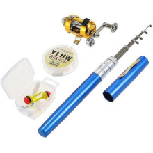 Pen Fishing Rod Reel Combo Set Telescopic Pocket Fishing Rod Pole + Reel Aluminum Alloy Fishing Line Soft Lures