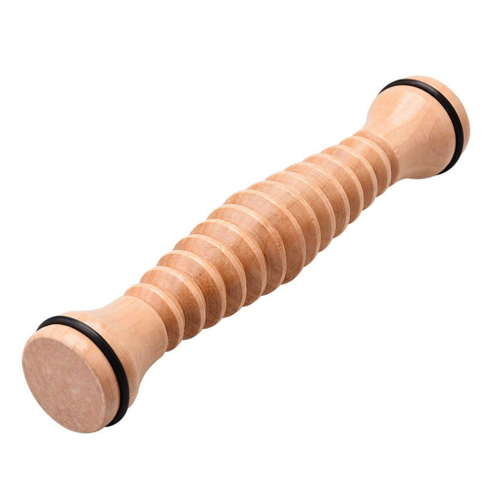 Wooden Foot Roller for Plantar Fasciitis, Natural Ribbed Acupressure Massager for Stress Relief and Pain Relief Therapy