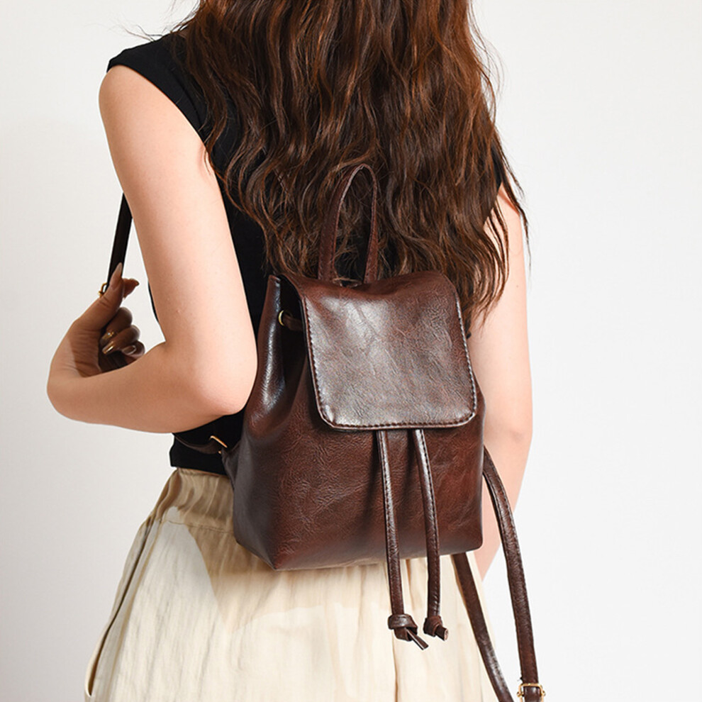 Stylish Women's PU Backpack 22x18x9cm Large Capacity Casual Coffee Color-image-OPC-PKF6VFJ-NEW