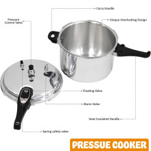 (Default) Crystals 6L Home Dual Handle Aluminum Pressure Cooker Kitchen Catering Cookware