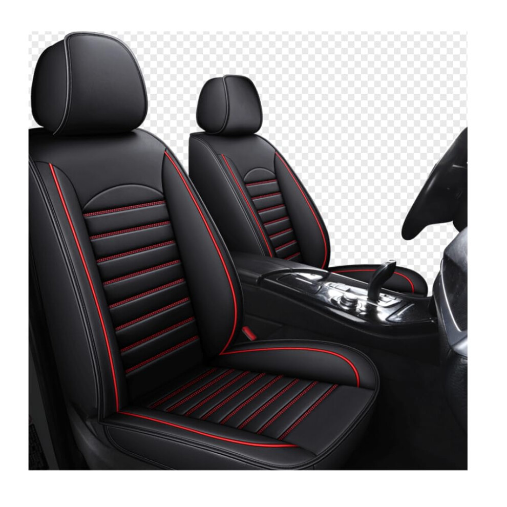 Car Seat Covers Universal Set For Hyundai Ioniq 5 Ioniq 6 Sonata Bayon Creta Kona Nexo, Waterproof Fabric Black/Red 6038364317469